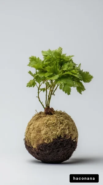 独特な苔玉と植物