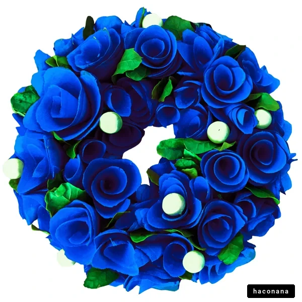 青い花のリース
