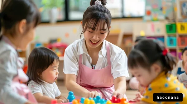 子供たちと遊ぶ保育士