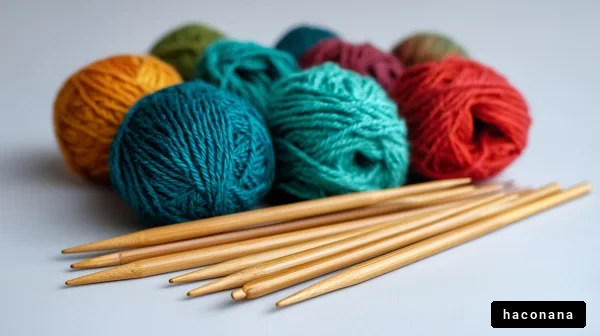 カラフルな毛糸と針
