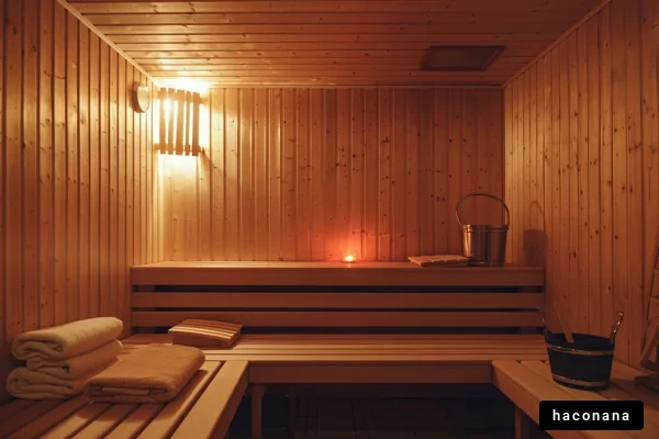 温かみのあるサウナの内部
