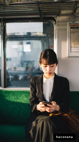 通勤中の女性の姿