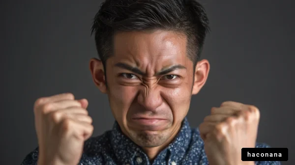 怒りを表現する男性