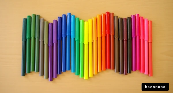 カラフルなマーカーの並び