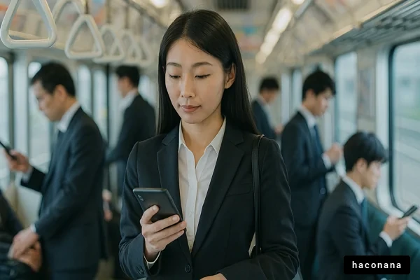 通勤電車でのビジネスシーン