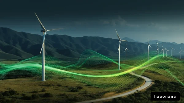 風力発電と自然の景色