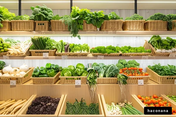 新鮮な野菜のディスプレイ