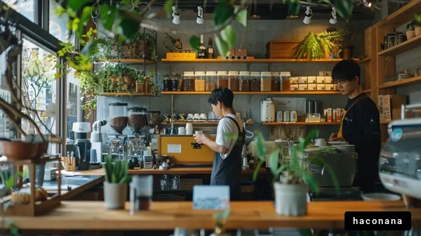 カフェでの忙しい時間