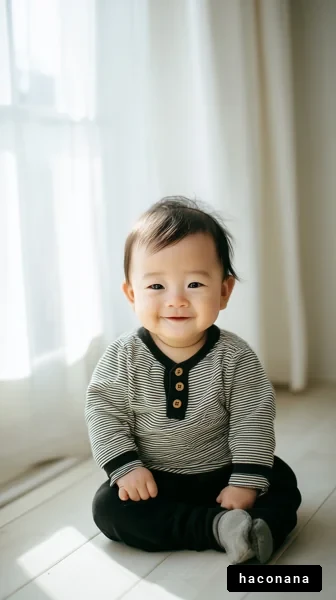 笑顔の赤ちゃんと明るい光