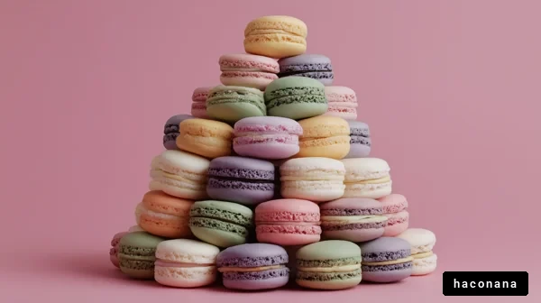 カラフルなマカロンのタワー