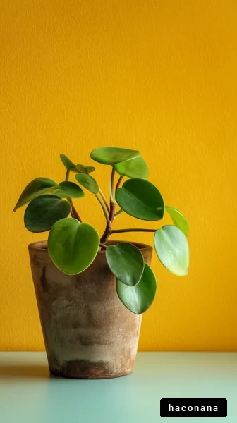 明るい黄色の壁と植物