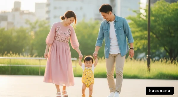 家族での楽しい散歩