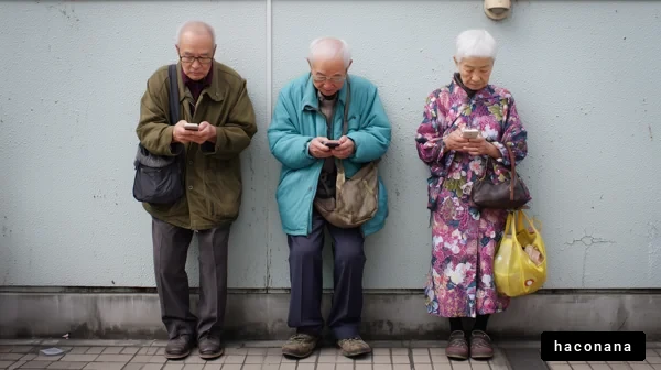 スマホを触る高齢者たち