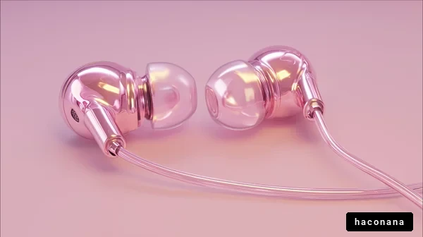 かわいいピンクのイヤフォン