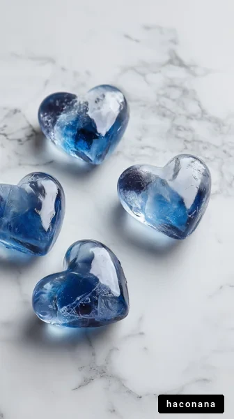 青いハート型の氷