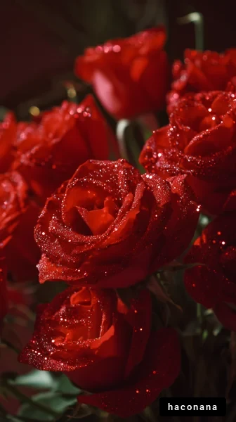 輝く赤いバラの花束