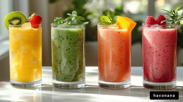 色とりどりのフルーツジュース