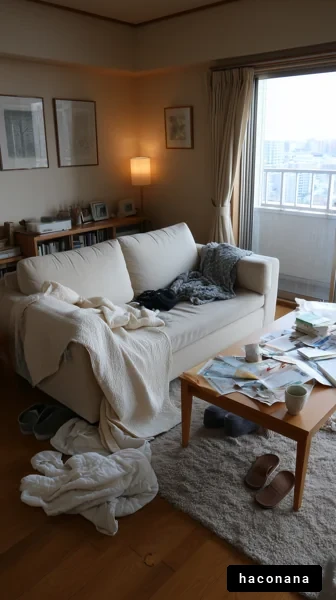 散らかったリビングルーム