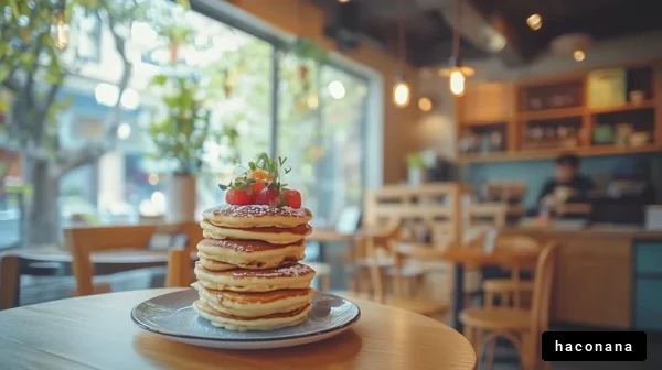 カフェで楽しむパンケーキ