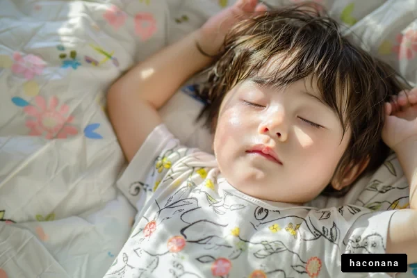 寝ている子供の笑顔