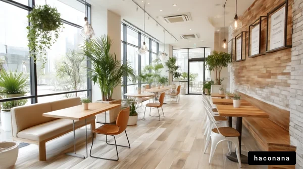 明るいカフェの内装