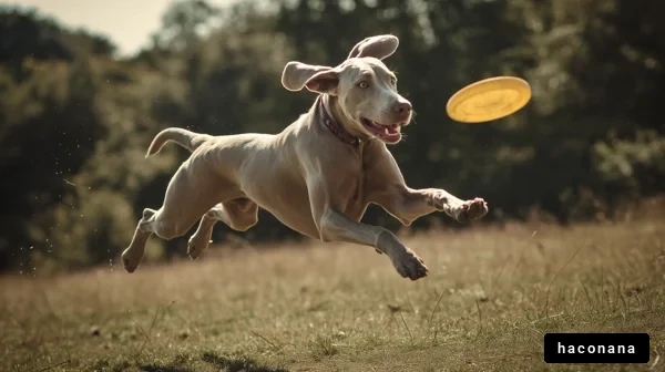 フリスビーで遊ぶ犬の姿