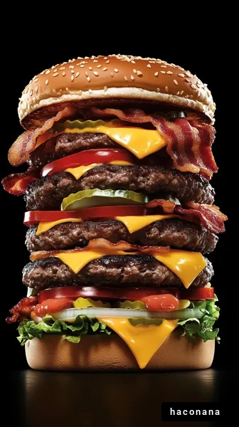 ボリューム満点のハンバーガー