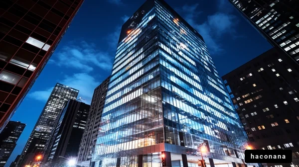 夜の都市ビル群