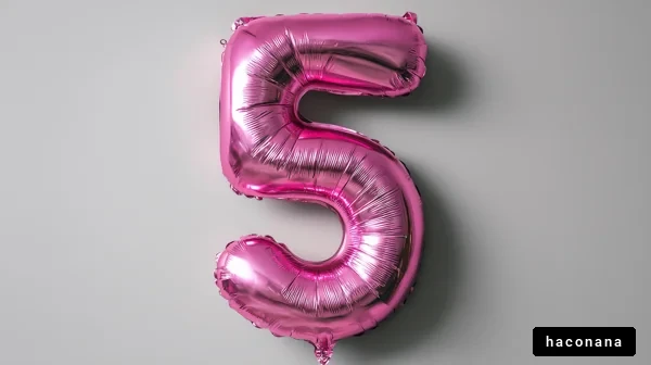 ピンクの数字5のバルーン