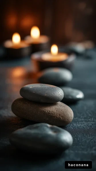 落ち着いた石と炎の光