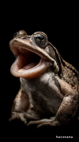 口を大きく開けたカエル