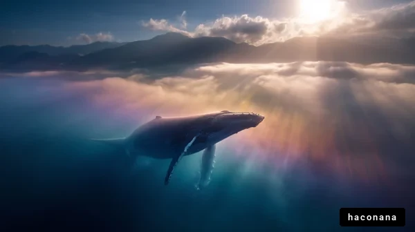 海に浮かぶ巨大なクジラ