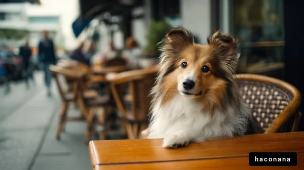 カフェでくつろぐ犬