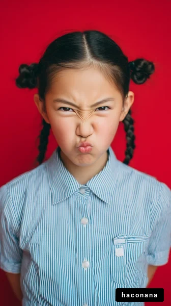 不機嫌な子供の表情