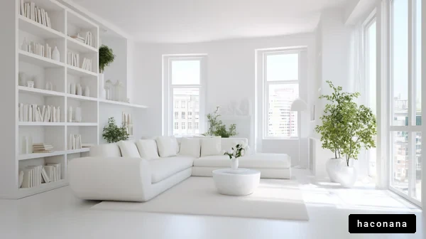 明るい白いリビングルーム