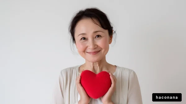 ハートを持つ女性の微笑み