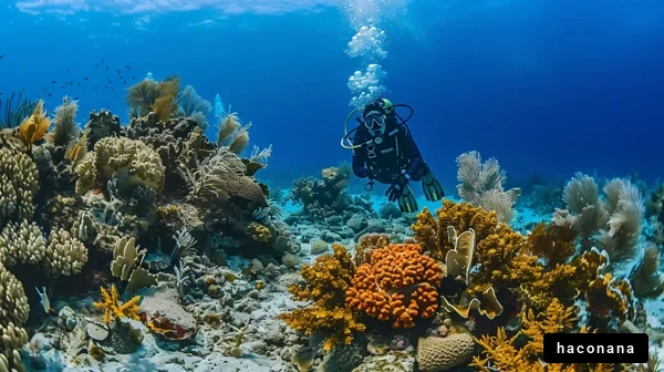 美しい海の世界でのダイビング