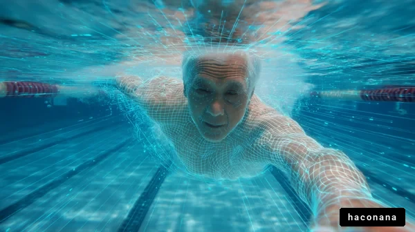 水中で泳ぐ高齢者