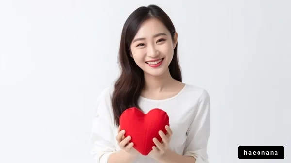 ハートを持つ女性の微笑み