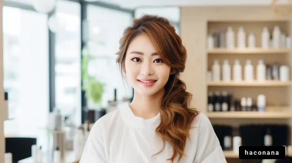 美容院での笑顔の女性