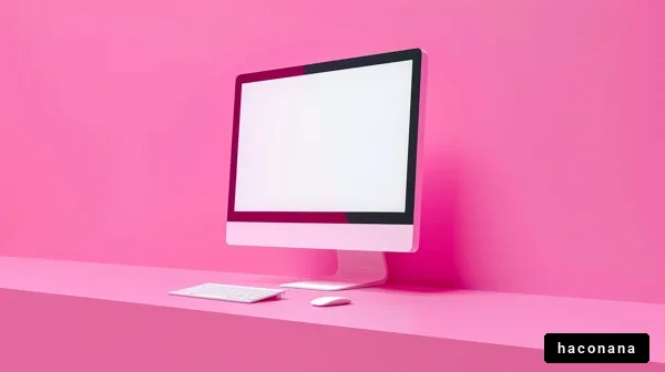 ピンクのデスクトップコンピュータ