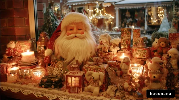 クリスマスの飾りとサンタ