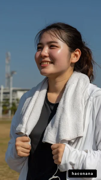 晴れた日に運動する女性