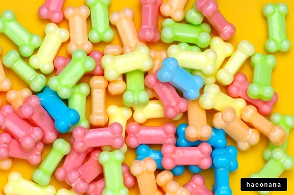 カラフルな骨型おもちゃ