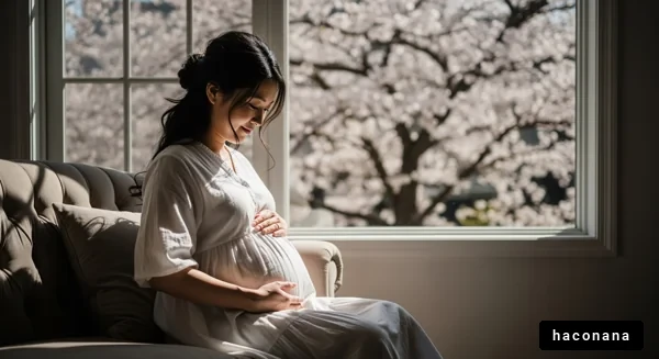 妊婦と春の風景