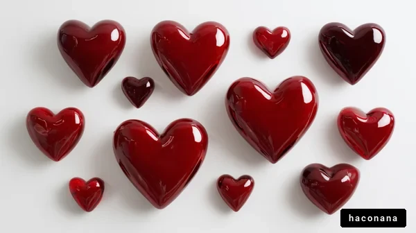 ハートの装飾品と色合い