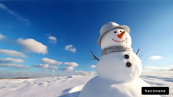 雪原に立つ雪だるま