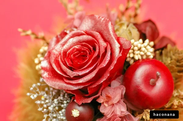 華やかな赤い花束