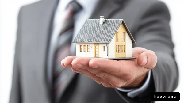 住宅とビジネスマンの手