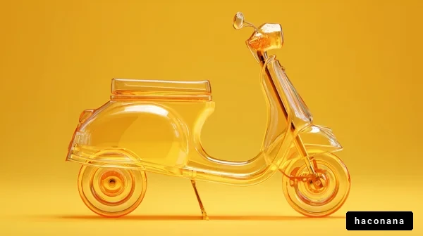 透明なバイクのアート